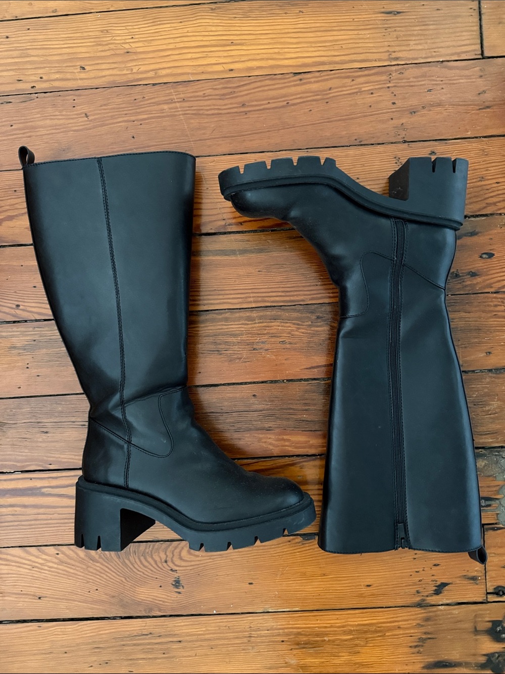 Faux Leather Knee-High Boots